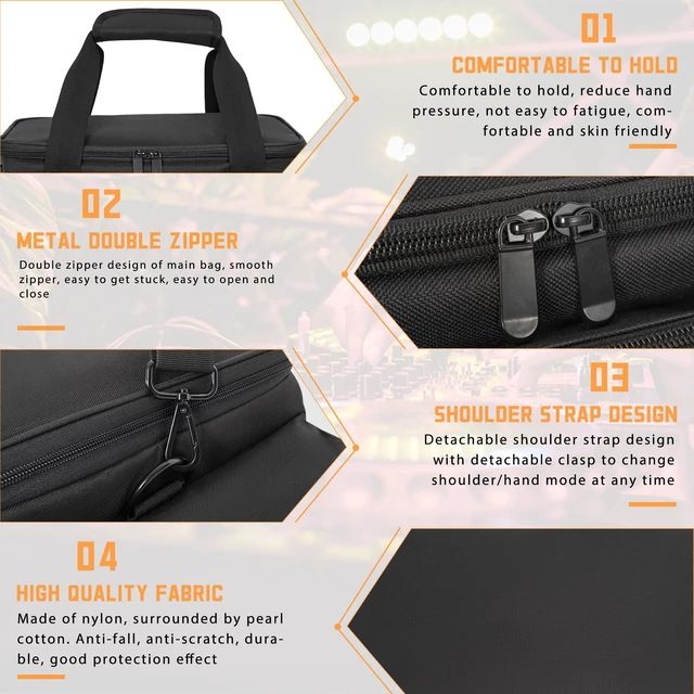 Alt view image 4 of 7 - Cable File Bag with Dividers for Sound Instrument Accessories | 8 Detachable Dividers, DJ Gig Bag Cord Organizer Case for Laptop,DJ Gear,Music Equipment Accessories 16"x11"x10"