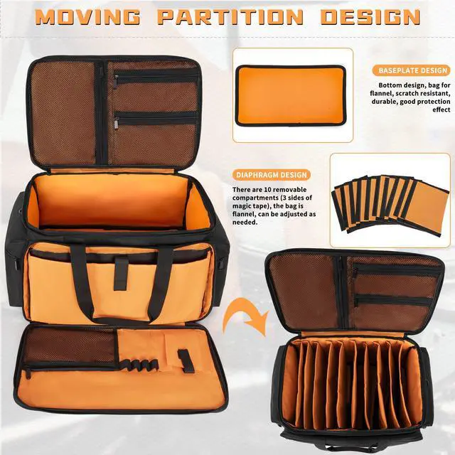 Alt view image 5 of 7 - Cable File Bag with Dividers for Sound Instrument Accessories | 8 Detachable Dividers, DJ Gig Bag Cord Organizer Case for Laptop,DJ Gear,Music Equipment Accessories 16"x11"x10"