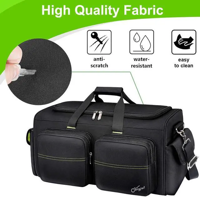 Alt view image 4 of 7 - DJ Bag, Large DJ Cable Bag with Detachable Dividers & Bottom Pad | Gig Bag for Musicians with 6 Pockets for Extension Cords, Mics, Cable Organizer Bag with Shoulder Strap, DJ Accessories