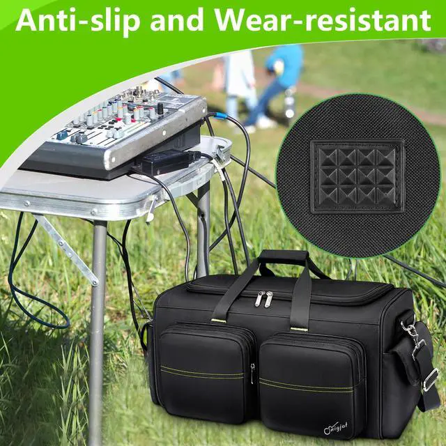 Alt view image 5 of 7 - DJ Bag, Large DJ Cable Bag with Detachable Dividers & Bottom Pad | Gig Bag for Musicians with 6 Pockets for Extension Cords, Mics, Cable Organizer Bag with Shoulder Strap, DJ Accessories