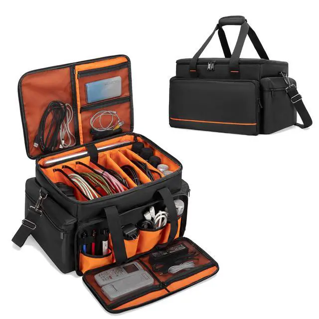 Main image of DJ Cable File Bag with Adjustable Dividers, 15.6'' Laptop Sleeve | Travel Musicians Gig Organizer Bag for DJ Gear , Music equipment and Accessories
