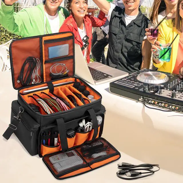 Alt view image 6 of 7 - DJ Cable File Bag with Adjustable Dividers, 15.6'' Laptop Sleeve | Travel Musicians Gig Organizer Bag for DJ Gear , Music equipment and Accessories