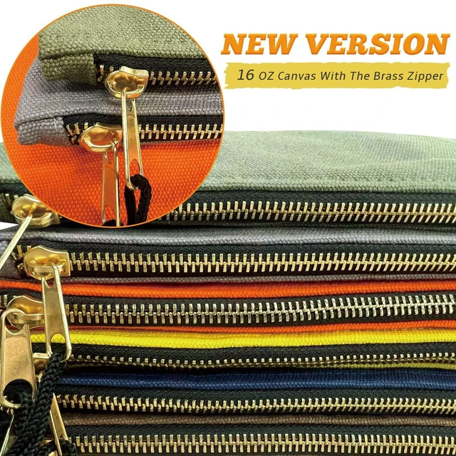 Alt view image 2 of 6 - Heavy Duty Canvas Tool Bag Organizer, 7 Pack Assorted Colors 12.5 x 7 | Zipper Utility Pouches, Multipurpose Storage for Tools, Craft Supplies, Electronics, Travel, Home & Workshop
