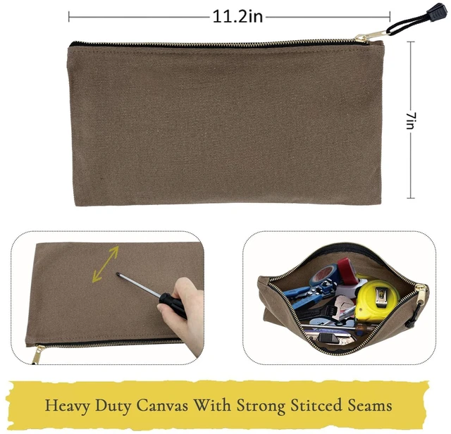 Alt view image 4 of 6 - Heavy Duty Canvas Tool Bag Organizer, 7 Pack Assorted Colors 12.5 x 7 | Zipper Utility Pouches, Multipurpose Storage for Tools, Craft Supplies, Electronics, Travel, Home & Workshop