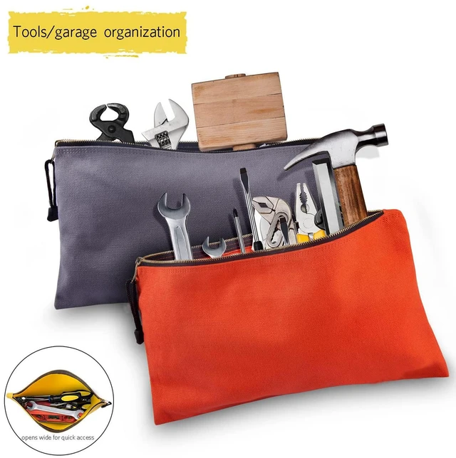 Alt view image 6 of 6 - Heavy Duty Canvas Tool Bag Organizer, 7 Pack Assorted Colors 12.5 x 7 | Zipper Utility Pouches, Multipurpose Storage for Tools, Craft Supplies, Electronics, Travel, Home & Workshop