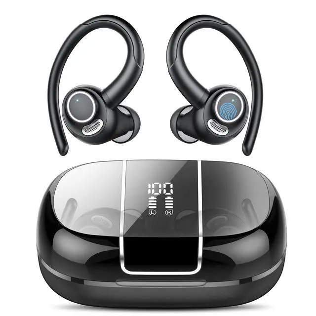 Main image of Wireless Sports Earbuds with Secure Earhooks, 48H Deep Bass/ENC Mic Ear Bud | Wireless Earphone with LED Display, Bluetooth 5.3 Headphones In Ear, IPX7 Waterproof Over Ear Buds for Running/Workout