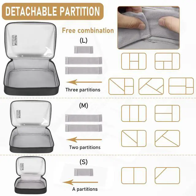 Alt view image 2 of 7 - Cable Organizer Bag, Padded Electronic Organizer Travel Case | Double Layer Cord Organizer Case 3pcs/set, DJ Cable File Accessories Bag with Adjustable Divider, Clear