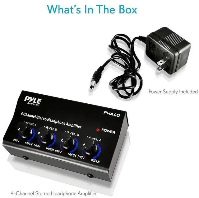 Alt view image 4 of 6 - 4-Channel Portable Stereo Headphone Amplifier - Professional Multi Channel Mini Earphone Splitter Amp w/ 4 ¼ Balanced TRS Headphones Output Jack and 1/4" TRS Audio Input For Sound Mixer - BLACK