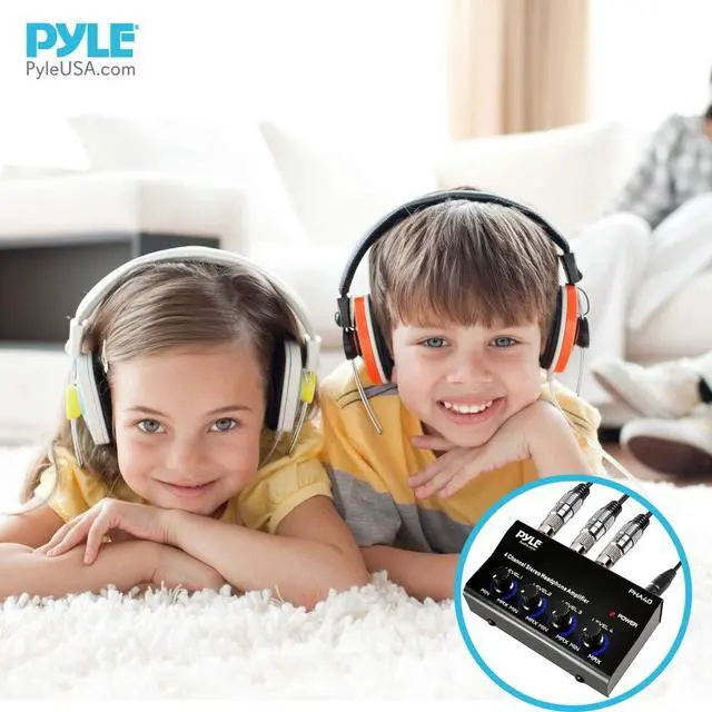 Alt view image 6 of 6 - 4-Channel Portable Stereo Headphone Amplifier - Professional Multi Channel Mini Earphone Splitter Amp w/ 4 ¼ Balanced TRS Headphones Output Jack and 1/4" TRS Audio Input For Sound Mixer - BLACK