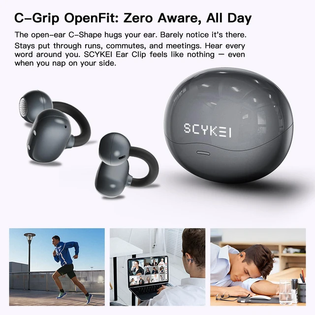 Alt view image 2 of 7 - Clip on Ear Headphones OWS Hanging Earphones Ear Clip Wireless Earbuds AI Translation Earbuds Real Time,165 Language Translator Earbuds for Travel Learning Suitable for Small Ears and Eyeglass Wearers