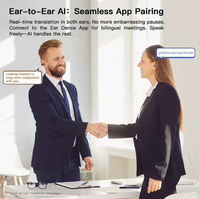Alt view image 4 of 7 - Clip on Ear Headphones OWS Hanging Earphones Ear Clip Wireless Earbuds AI Translation Earbuds Real Time,165 Language Translator Earbuds for Travel Learning Suitable for Small Ears and Eyeglass Wearers