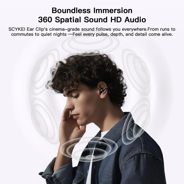Alt view image 6 of 7 - Clip on Ear Headphones OWS Hanging Earphones Ear Clip Wireless Earbuds AI Translation Earbuds Real Time,165 Language Translator Earbuds for Travel Learning Suitable for Small Ears and Eyeglass Wearers