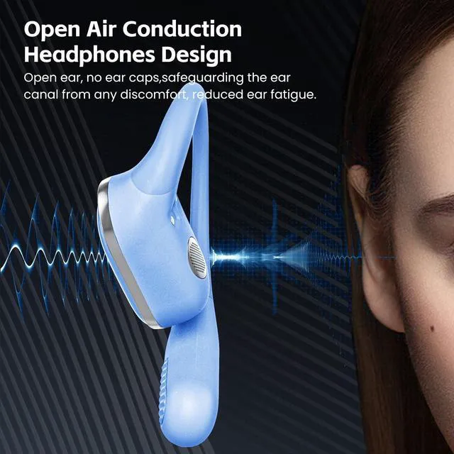 Alt view image 5 of 7 - Open Ear Wireless Earbuds Bluetooth Headphones, 80H Playtime Stereo Ear Buds with ENC Noise Cancelling, Fast Charging, IPX7 Waterproof Sports Earphones with Earhook for Running/Workouts (Blue)