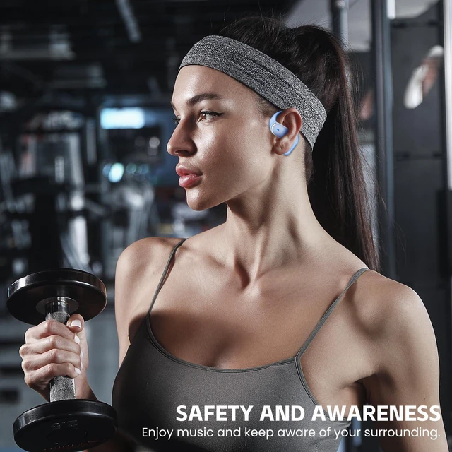 Alt view image 6 of 7 - Open Ear Wireless Earbuds Bluetooth Headphones, 80H Playtime Stereo Ear Buds with ENC Noise Cancelling, Fast Charging, IPX7 Waterproof Sports Earphones with Earhook for Running/Workouts (Blue)