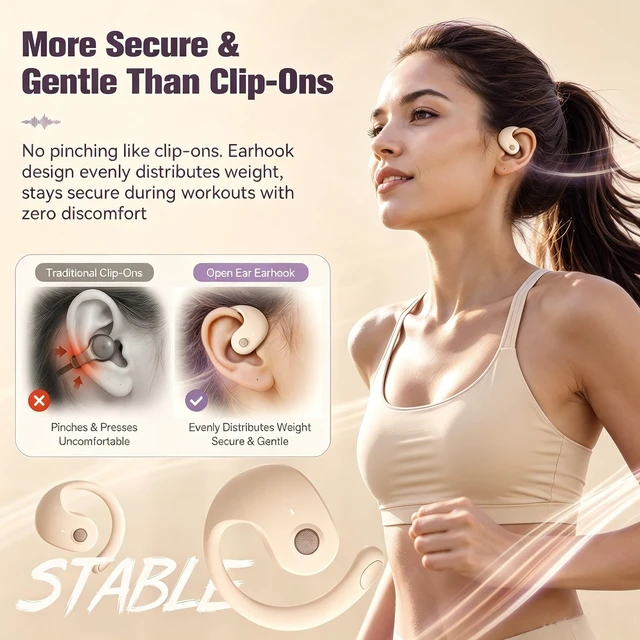 Alt view image 4 of 7 - Over The Ear Earbuds Open Ear Headphones Over The Ear Headphones Over Ear Earbuds Air Bone Conduction Earbuds Earphones Air Bone Conducting Conduction Headphones Bluetooth