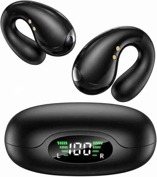 Main image of Ultra Open Ear Earbuds - Ergonomic Clip-On Earbuds, Small Bone Conduction Over-The-Ear Headphones with Waterproof Design, Perfect Running Headphones for Sports and Fitness, Onyx Black