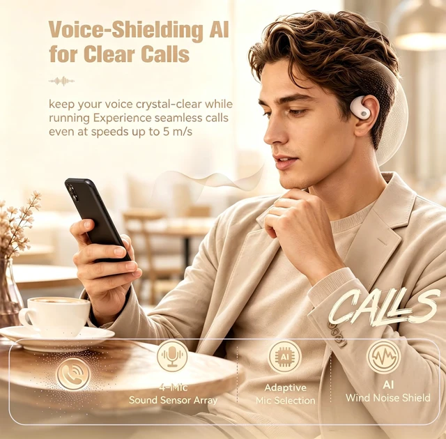 Alt view image 7 of 7 - Over The Ear Earbuds Open Ear Headphones Over The Ear Headphones Over Ear Earbuds Air Bone Conduction Earbuds Earphones Air Bone Conducting Conduction Headphones Bluetooth