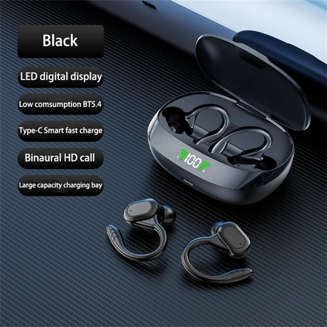 Alt view image 2 of 7 - Bluetooth Translation Earphones Available in 144 Languages LED Digital Display Dual Hanging Ears HD Calling, Suitable for Music, Sports (Black General)