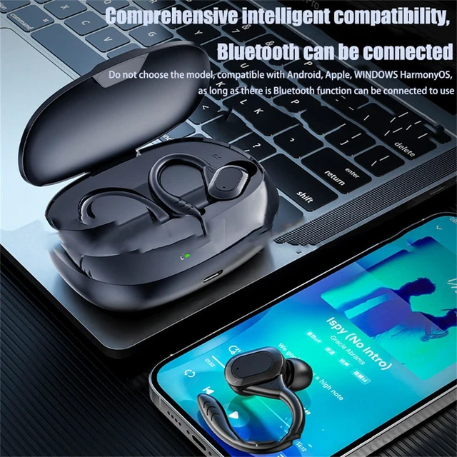Alt view image 5 of 7 - Bluetooth Translation Earphones Available in 144 Languages LED Digital Display Dual Hanging Ears HD Calling, Suitable for Music, Sports (Black General)