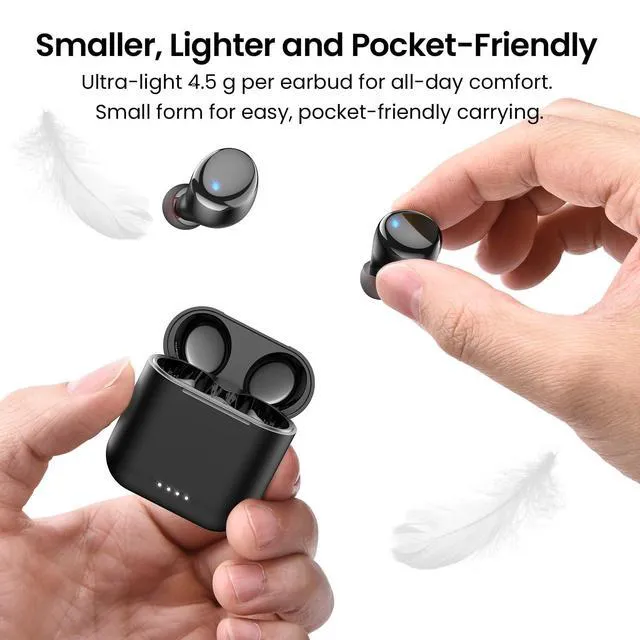 Alt view image 4 of 7 - T6 Wireless Earbuds Bluetooth 5.3 Stereo Sound in Ear Headphones | OrigX Stereo Deep Bass, 50H Playtime, Lighter Ear buds, IPX8 Waterproof, wireless Charging Case, 32 EQs via APP Dark Black