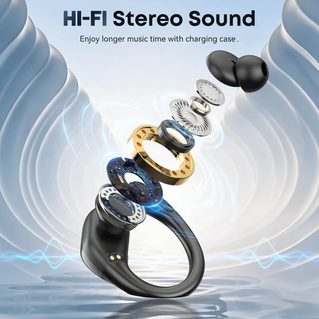 Alt view image 5 of 7 - Wireless Earbuds, Sports Bluetooth Headphones, Noise Canceling Ear Buds with 80hr Playtime, LED Power Display, IPX7 Waterproof Earphones for Gym/Workout