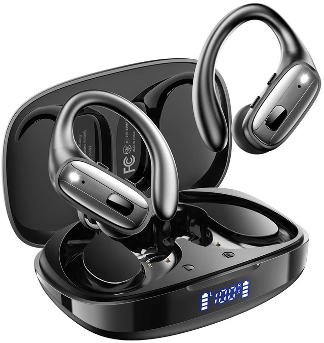 Main image of Wireless Earbuds, Sports Bluetooth 5.4 Headphones, Ear Buds with ENC Noise Canceling Mic, 80Hr Playtime Earphones, Palm-Sized, LED Power Display, IPX7 Waterproof Headset for Workout Running, Carbon
