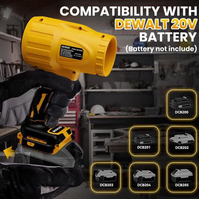 Alt view image 3 of 7 - Electric Cordless Leaf Blower Dust Blower for Dewalt 20V Max Battery, High-Speed Brushless Motor Handheld Jet Fan Air Blower for Patio Cleaning, Lawn Care, Blowing Leaves and Dust (No Battery/Charger)