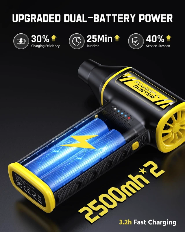 Alt view image 5 of 7 - Compressed Air Duster, 110000RPM Ultra-Powerful Electric Air Duster, 3-Speed Cordless Turbo Air Blower, Rechargeable Dust Cleaner for Car Detailing, Keyboard, PC, Home & Outdoor