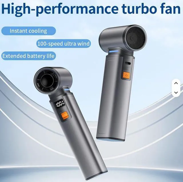 Alt view image 2 of 7 - 130,000 RPM Powerful 100 Speed Portable Fan, High Speed Turbo Air Blower/Cleaner, 8000mAh Battery Handheld USB C Rechargeable, For Heat Beach Camping BBQ Cooling Hiking Gift For Men Women Kids