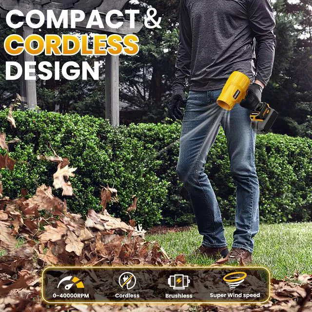 Alt view image 4 of 7 - Electric Cordless Leaf Blower Dust Blower for Dewalt 20V Max Battery, High-Speed Brushless Motor Handheld Jet Fan Air Blower for Patio Cleaning, Lawn Care, Blowing Leaves and Dust (No Battery/Charger)