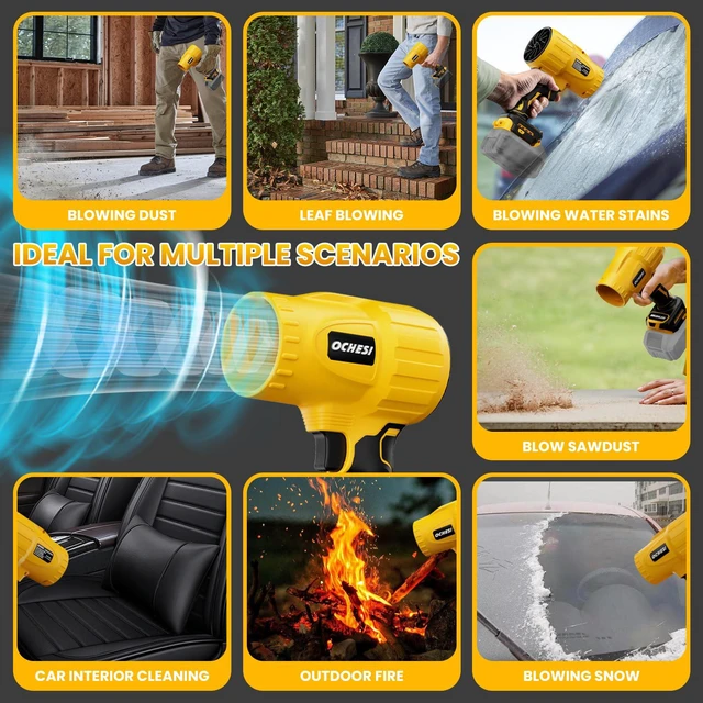 Alt view image 7 of 7 - Electric Cordless Leaf Blower Dust Blower for Dewalt 20V Max Battery, High-Speed Brushless Motor Handheld Jet Fan Air Blower for Patio Cleaning, Lawn Care, Blowing Leaves and Dust (No Battery/Charger)