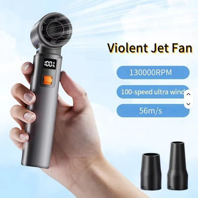 Alt view image 6 of 7 - 130,000 RPM Powerful 100 Speed Portable Fan, High Speed Turbo Air Blower/Cleaner, 8000mAh Battery Handheld USB C Rechargeable, For Heat Beach Camping BBQ Cooling Hiking Gift For Men Women Kids