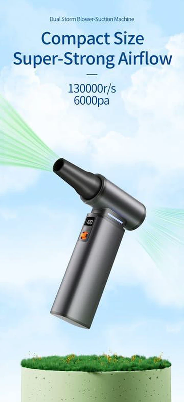 Alt view image 7 of 7 - 130,000 RPM Powerful 100 Speed Portable Fan, High Speed Turbo Air Blower/Cleaner, 8000mAh Battery Handheld USB C Rechargeable, For Heat Beach Camping BBQ Cooling Hiking Gift For Men Women Kids