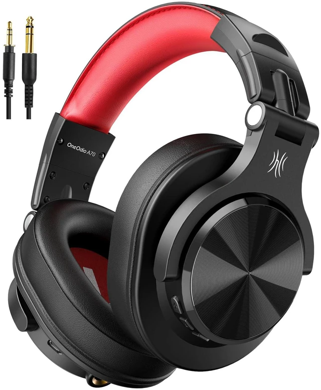 Main image of Bluetooth Over-Ear Headphones, Hi-Res Wired DJ Studio - Red | Wireless over-ear headphones with 72H playtime, 3.5mm/6.35mm wired jacks for studio monitoring, mixing, guitar, amp and PC