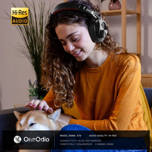 Alt view image 2 of 7 - Bluetooth Over-Ear Headphones, Hi-Res Wired DJ Studio - Red | Wireless over-ear headphones with 72H playtime, 3.5mm/6.35mm wired jacks for studio monitoring, mixing, guitar, amp and PC