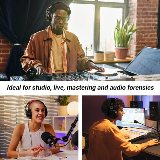 Alt view image 3 of 7 - Bluetooth Over-Ear Headphones, Hi-Res Wired DJ Studio - Red | Wireless over-ear headphones with 72H playtime, 3.5mm/6.35mm wired jacks for studio monitoring, mixing, guitar, amp and PC
