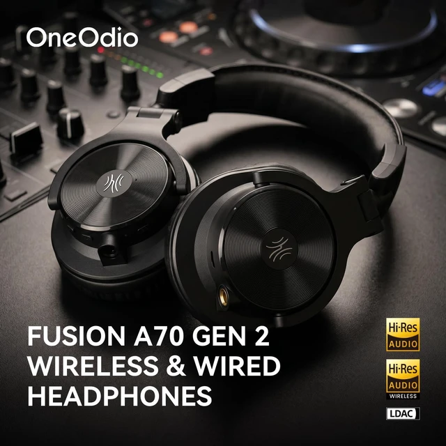 Alt view image 2 of 7 - A70 Gen 2 Bluetooth and Wired Over-Ear Headphones with Hi-Res LDAC | 72H playtime, Bluetooth 6.0, built-in mic, audio sharing and 3.5mm/6.35mm jacks for studio, DJ, guitar and piano