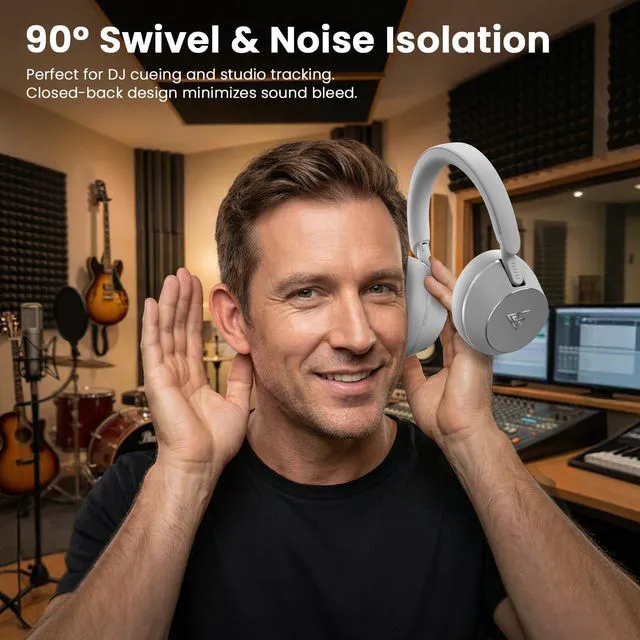 Alt view image 5 of 7 - DJ Headphones Professional Wired Studio Monitor Headphones Over Ear for Music Recording and Mixing 50mm Drivers Stereo Headset with Dual Jack for Electric Guitar Keyboard Piano Laptop