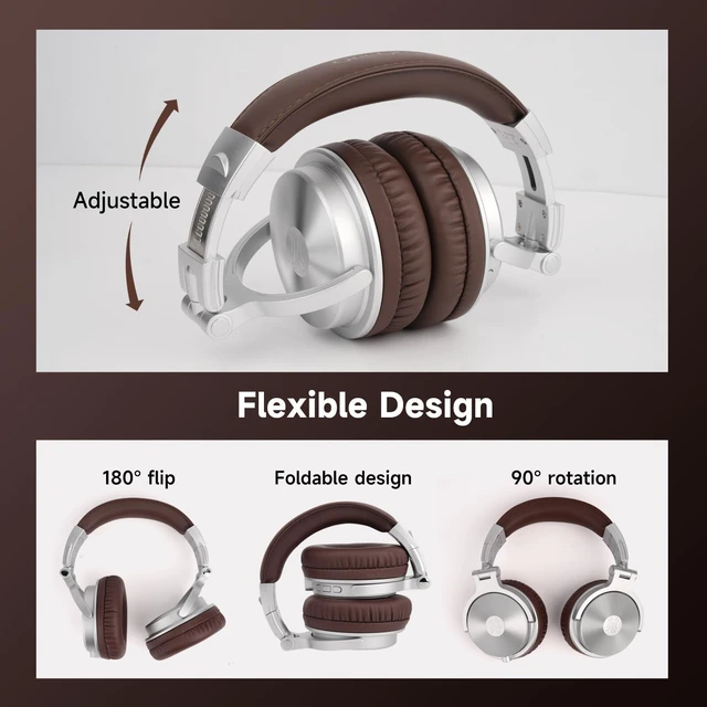 Alt view image 7 of 7 - Wired & Wireless Over-Ear Headphones, 110H, 50mm Drivers | Wired 3.5mm and wireless Bluetooth modes with 110H playtime, 50mm drivers and HD mic for PC, podcast and studio work