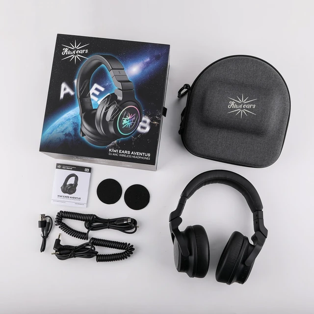 Alt view image 5 of 5 - Kiwi Ears Aventus Bluetooth 5.4 Wireless DJ Studio Headphones Dual Dynamic Driver, with Hybrid ANC, Low-latency, Up to 82H Playtime, Custom RGB Lighting for DJs Audiophiles Gamers