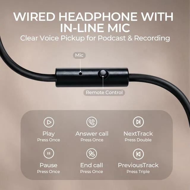 Alt view image 3 of 7 - Studio Headphones Wired, Hi-Res Over Ear Headphones with 1/4 inch to 3.5mm Adapter, Lightweight Closed Back Monitor Headphones for Piano Guitar AMP Recording Mixer Amplifier
