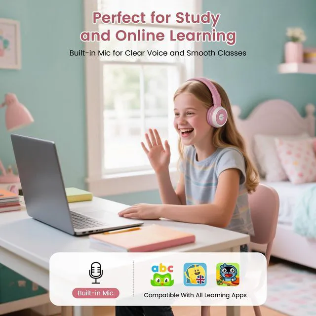Alt view image 5 of 7 - Manyshare Kids Bluetooth Headphones with Case & Mic for School | Share Audio with 100+ Headphones for Classes, Trips & Family Fun, Foldable & Durable for Phones, Tablets & Group Listening