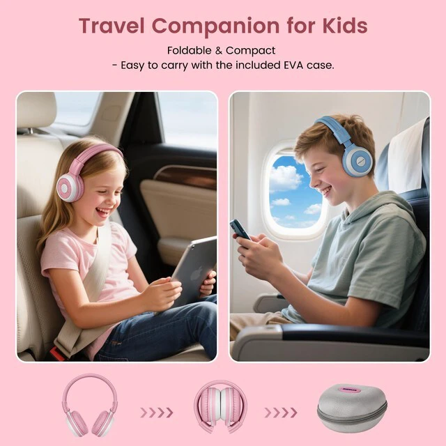 Alt view image 6 of 7 - Manyshare Kids Bluetooth Headphones with Case & Mic for School | Share Audio with 100+ Headphones for Classes, Trips & Family Fun, Foldable & Durable for Phones, Tablets & Group Listening