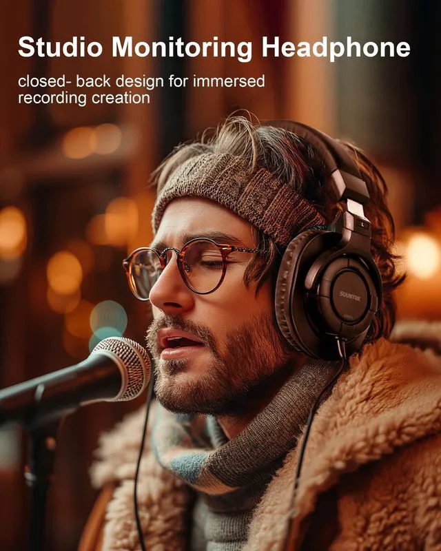 Alt view image 2 of 7 - Over Ear Wired Headphones MR810, Studio Monitor Headset with Closed Back Design Flexibale Professional Stereo Headphone with 3m Cable for Studio Monitering, Recording, Podcasting (Black)
