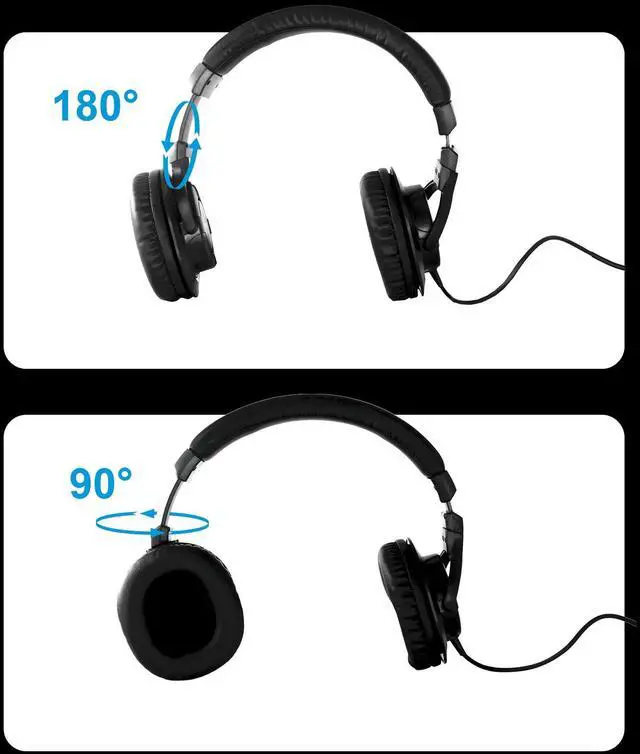 Alt view image 7 of 7 - Over Ear Wired Headphones MR810, Studio Monitor Headset with Closed Back Design Flexibale Professional Stereo Headphone with 3m Cable for Studio Monitering, Recording, Podcasting (Black)