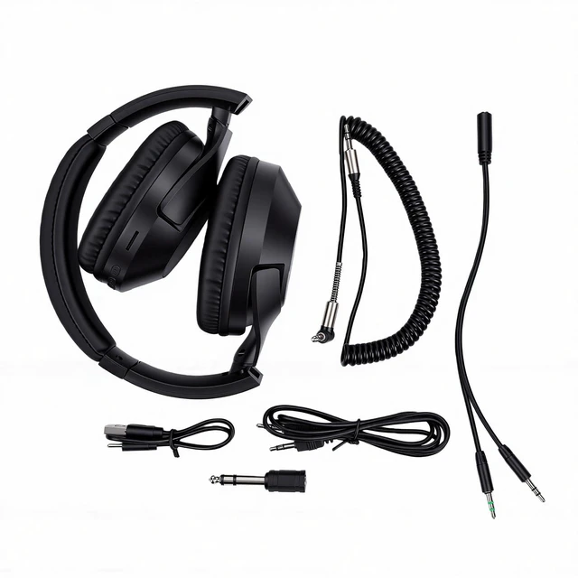 Alt view image 6 of 7 - Wired Over Ear Headphones Bluetooth 5.4 Studio Monitor Headset 40mm Drivers 90 Degree Rotatable Earcups 3.5mm 6.35mm for Recording Mixing Podcast Guitar Piano PC