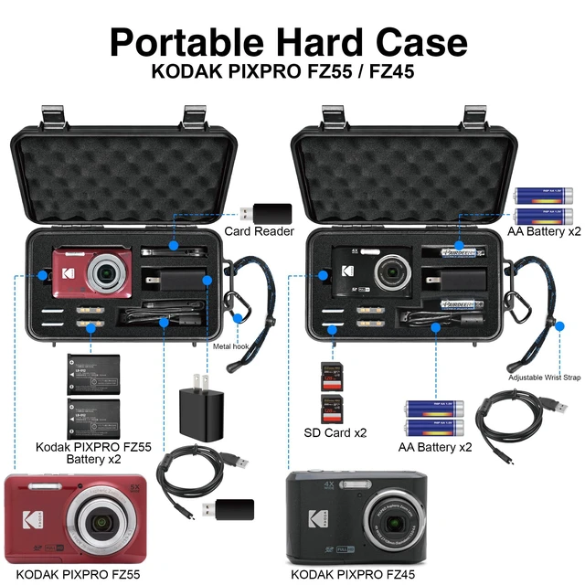 Alt view image 2 of 7 - Waterproof Hard Case for Kodak PIXPRO FZ55 / FZ45 Camera | IP67 Waterproof,Custom Foam Insert,Protective Case for Kodak PIXPRO FZ55 Accessories