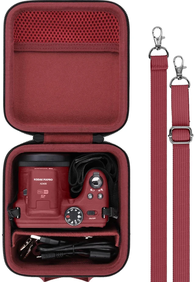 Main image of Case for KODAK PIXPRO AZ653/AZ401/AZ405/AZ425/AZ528 Digital Camera | Protective Storage Box, Portable Carrying Box, Smooth Zipper, Travel-ready, Shoulder Strap Covenient to Carry, Red Case