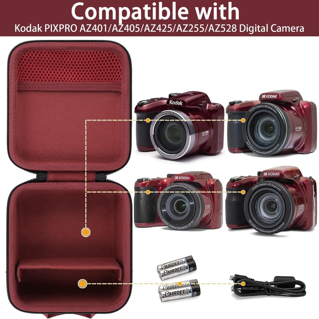 Alt view image 3 of 7 - Case for KODAK PIXPRO AZ653/AZ401/AZ405/AZ425/AZ528 Digital Camera | Protective Storage Box, Portable Carrying Box, Smooth Zipper, Travel-ready, Shoulder Strap Covenient to Carry, Red Case
