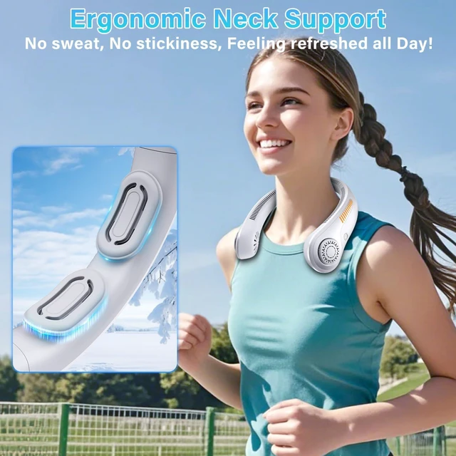 Alt view image 2 of 7 - Portable Neck Fan Rechargeable, 5 Speeds, Lightweight, Long Lasting, Battery Operated All-Around Cooling Quiet Personal Fans for Travel Camping Cooling Essentials, Birthday Gifts for Women Men Mom Dad